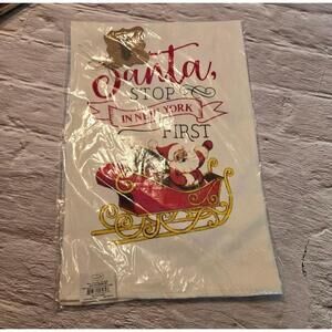 Mud Pie Christmas Kitchen Towel, One Size, White, New York